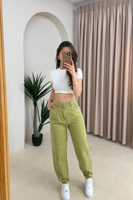 BALLON ONE COLOR WOMAN JEANS LIGHT GREEN/JEZB - 5