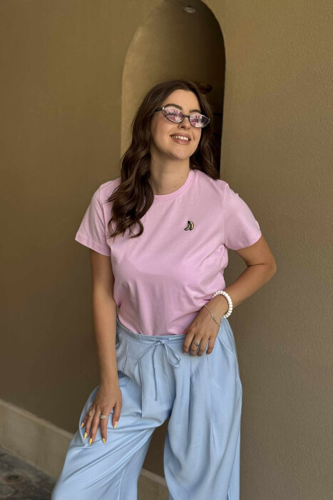 BANANA LOGO ONE COLOR ROUND NECK WOMEN T-SHIRT PINK/ROZE 