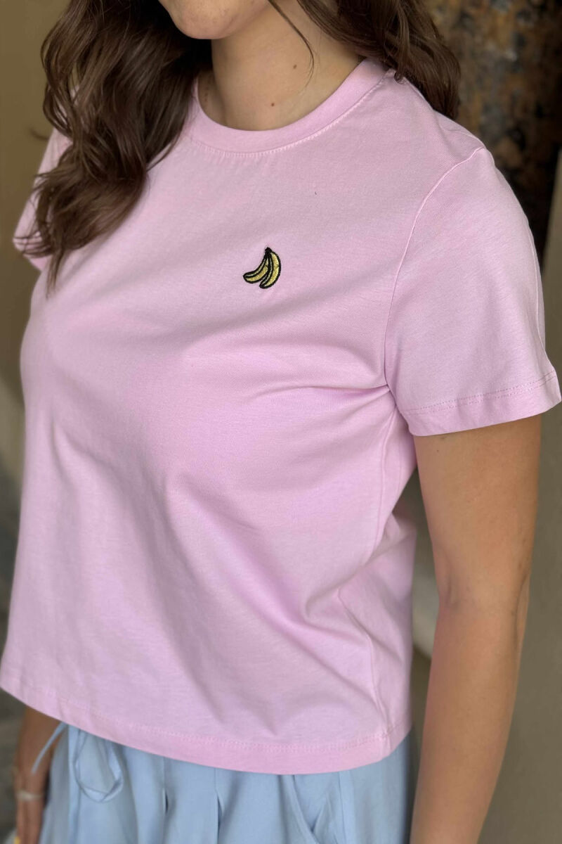 BANANA LOGO ONE COLOR ROUND NECK WOMEN T-SHIRT PINK/ROZE - 2