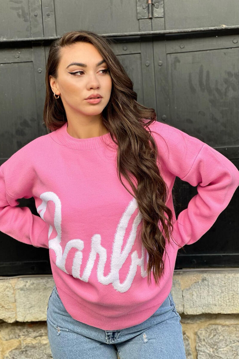 BARBIE FRONT WRITTING WOMEN SWEATER PINK/ROZE - 2