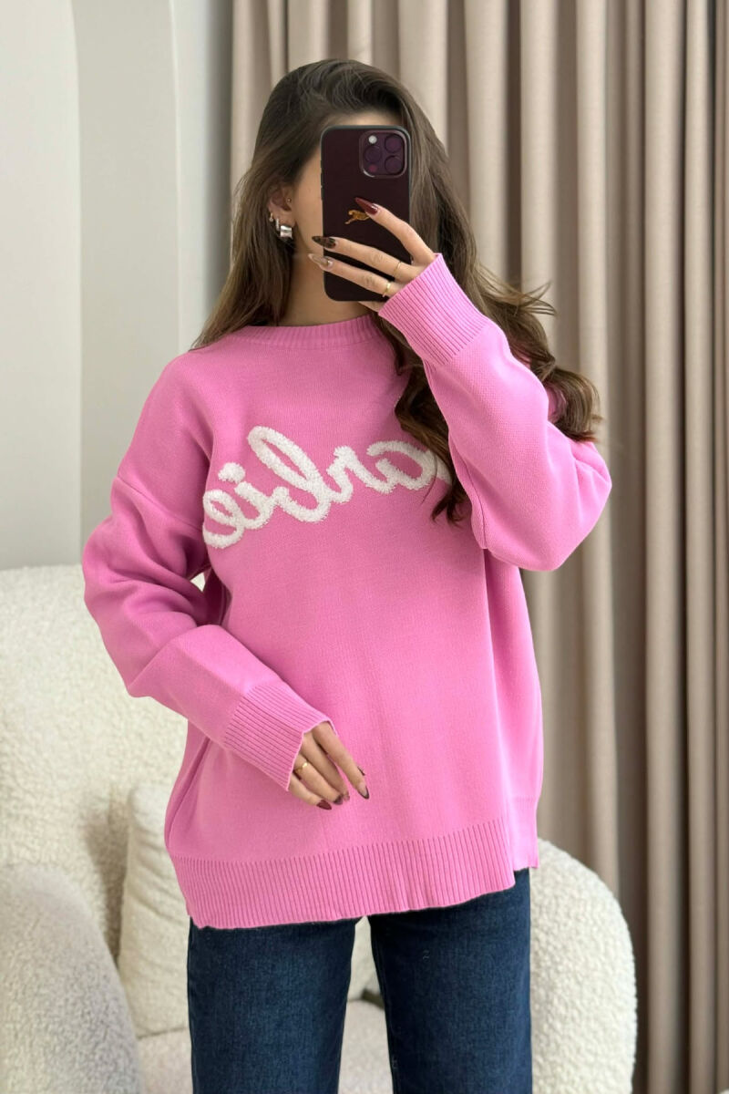 BARBIE WRITTING ROUND NECK WOMEN SWEATER PINK/ROZE - 2