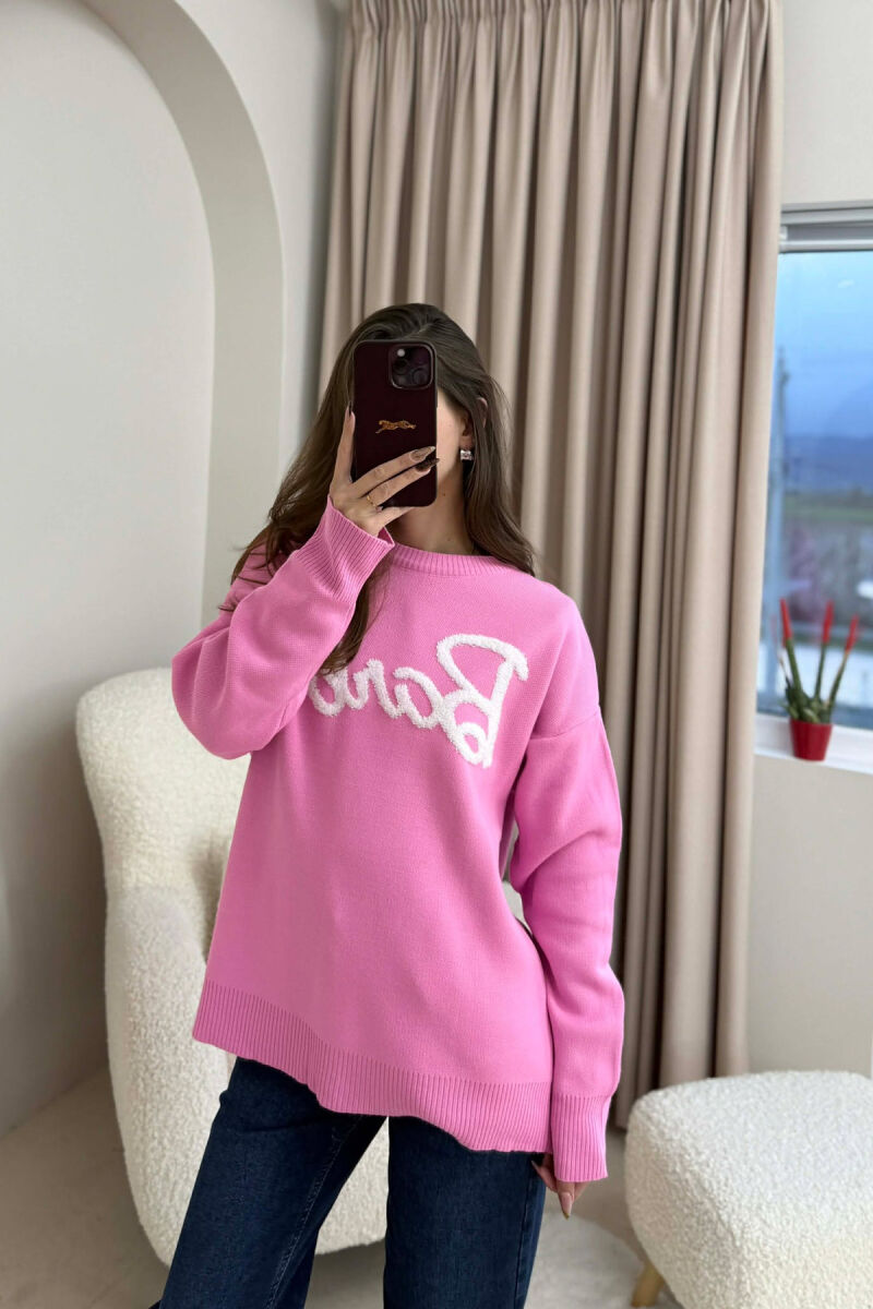 BARBIE WRITTING ROUND NECK WOMEN SWEATER PINK/ROZE - 3