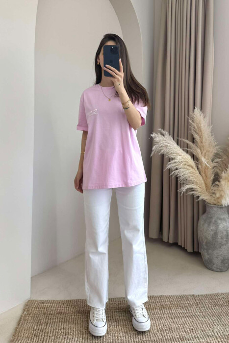 T-SHIRT I THJESHTË ME SHKRIM BARBIE PËR FEMRA NË NGJYRËN ROZË 