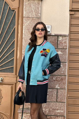 BASKETBALL LOGO BOMBER WOMEN JACKET MINT/MENTE 