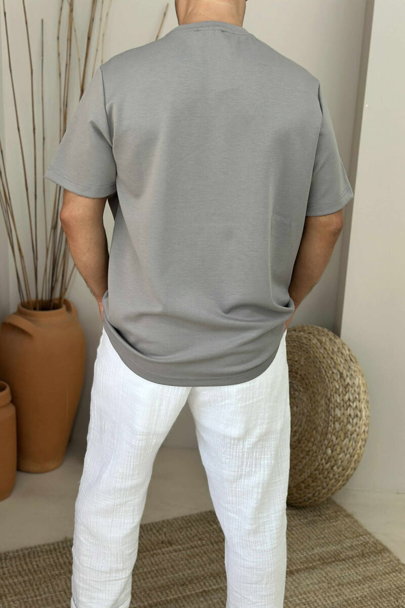 BEAR FRONT IMAGE SIMPLE MEN T-SHIRT GREY/GRI - 3