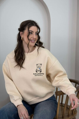 BEAR IMAGE ONE COLOR WOMEN SWEATSHIRT BEIGE/BEZHE 