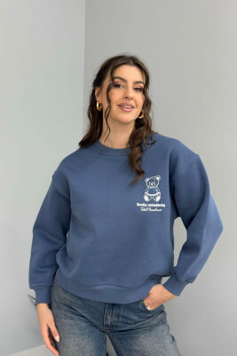 BEAR IMAGE ONE COLOR WOMEN SWEATSHIRT LIGHTBLUE/BZ 