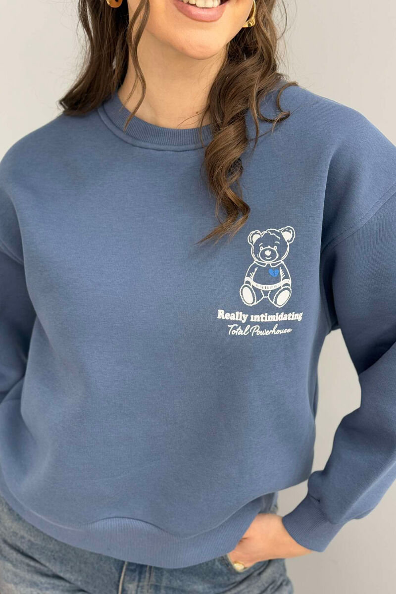 BEAR IMAGE ONE COLOR WOMEN SWEATSHIRT LIGHTBLUE/BZ - 4