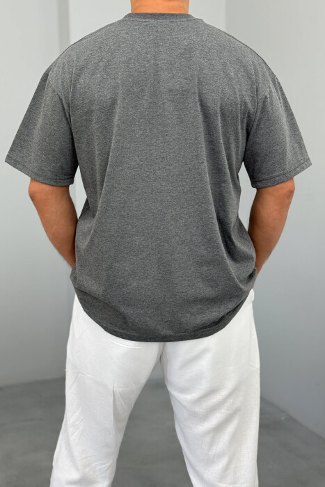BEAR IMAGE ROUND NECK MEN T-SHIRT GREY/GRI - 3