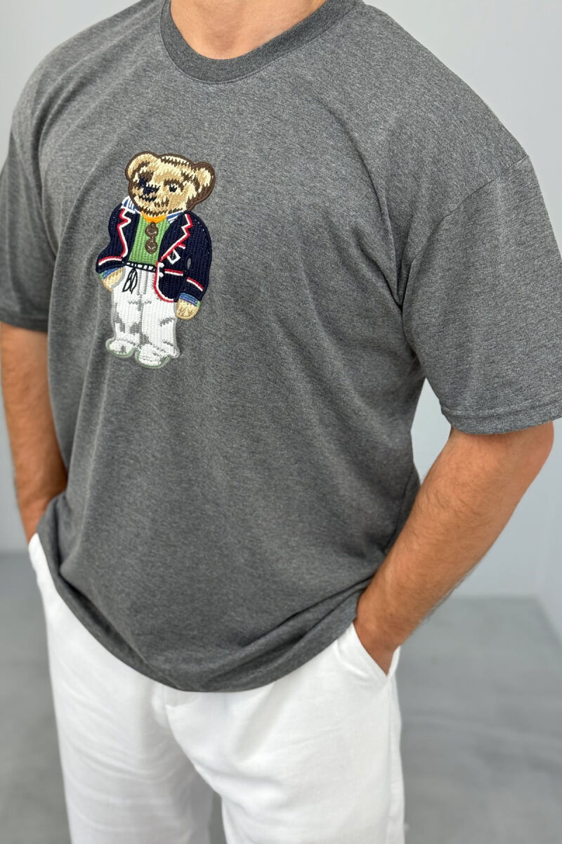 BEAR IMAGE ROUND NECK MEN T-SHIRT GREY/GRI - 2
