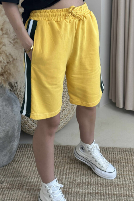 BEAR IMAGE T-SHIRT+SHORTS WOMEN SET BLACK-YELLOW/ZEVE - 4