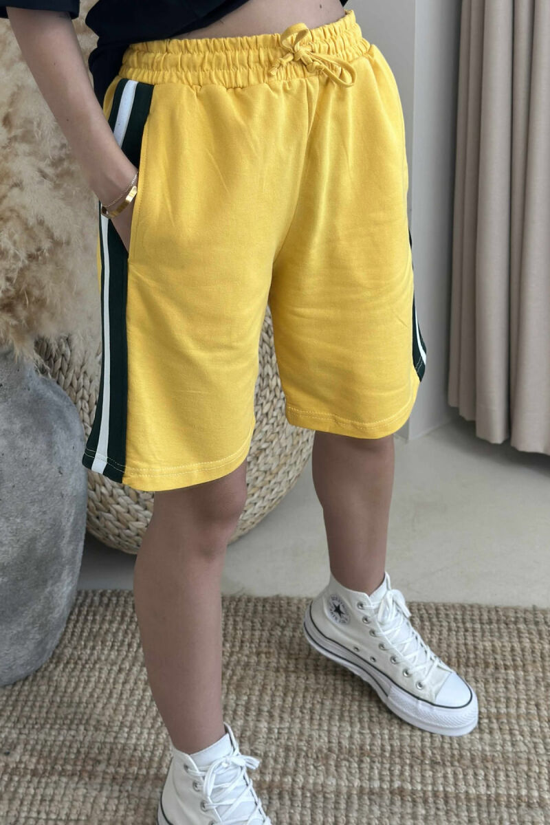 BEAR IMAGE T-SHIRT+SHORTS WOMEN SET BLACK-YELLOW/ZEVE - 4