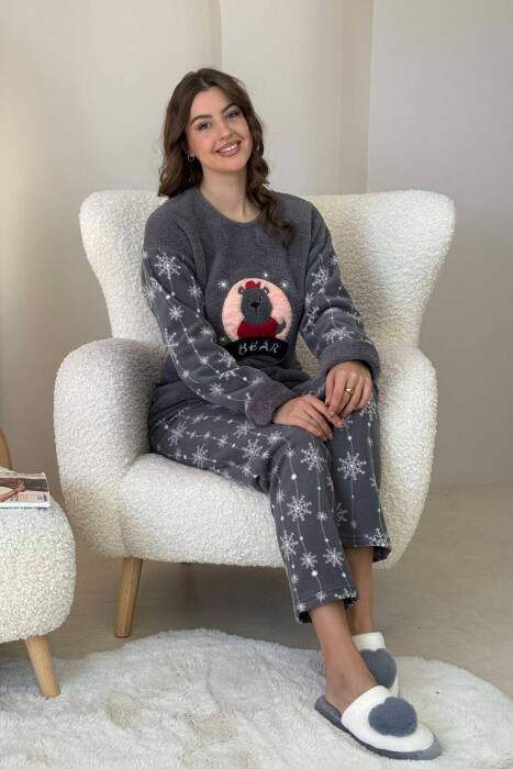 BEAR IMAGE WOMEN PYJAMAS IN GREY COLOR - 1