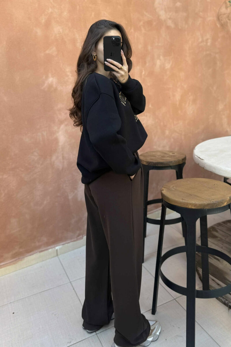 BEAR IMAGE WRITTINGS WOMEN SWEATSHIRT BLACK/ E ZEZE - 3