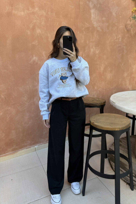 BEAR IMAGE WRITTINGS WOMEN SWEATSHIRT LIGHT GREY/GZ 