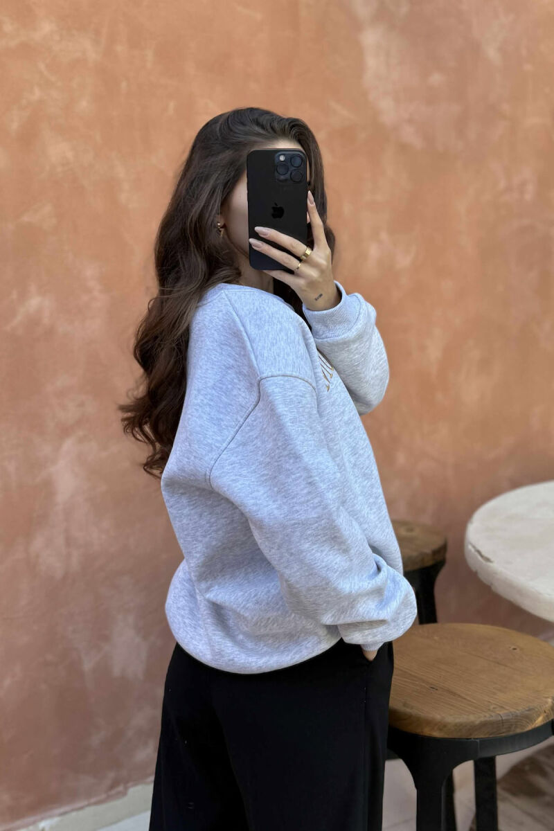 BEAR IMAGE WRITTINGS WOMEN SWEATSHIRT LIGHT GREY/GZ - 2