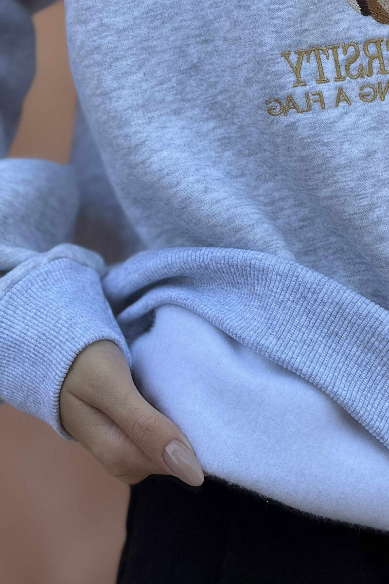 BEAR IMAGE WRITTINGS WOMEN SWEATSHIRT LIGHT GREY/GZ - 4