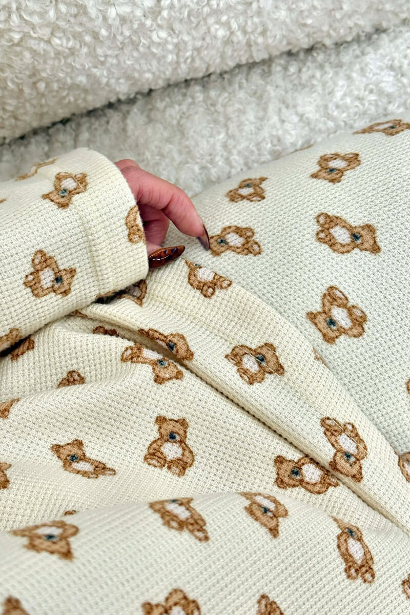 BEAR IMAGES DESIGN SWEATSHIRT+TROUSERS WOMEN PYJAMAS CREAM/KREM - 4