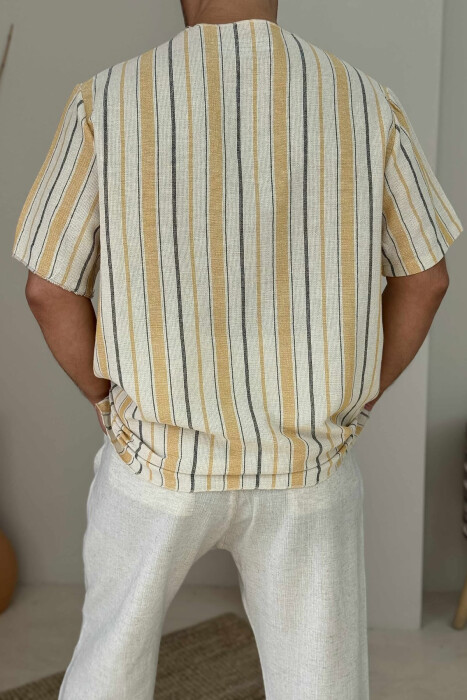 BEAR LOGO STRIPED MEN T-SHIRT YELLOW/E VERDHE - 3