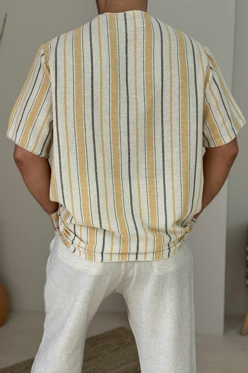 BEAR LOGO STRIPED MEN T-SHIRT YELLOW/E VERDHE - 3