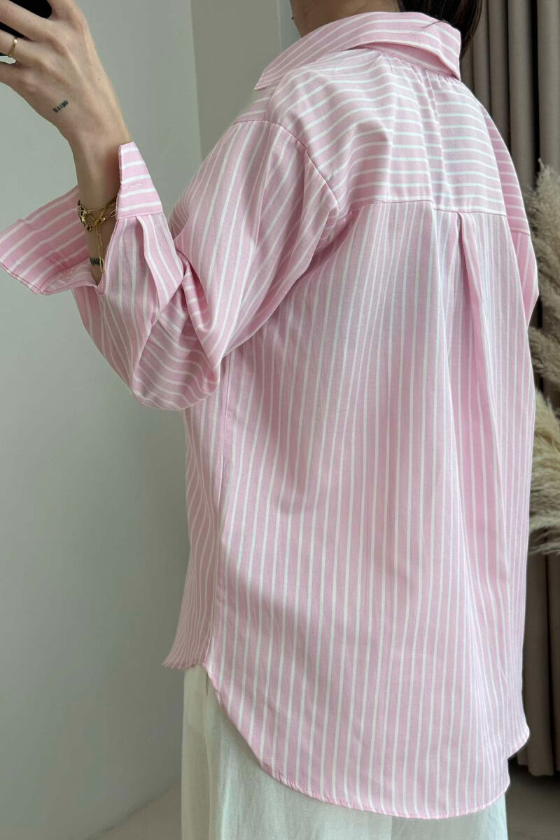 BEAR LOGO STRIPED WOMEN SHIRT PINK/ROZE - 3