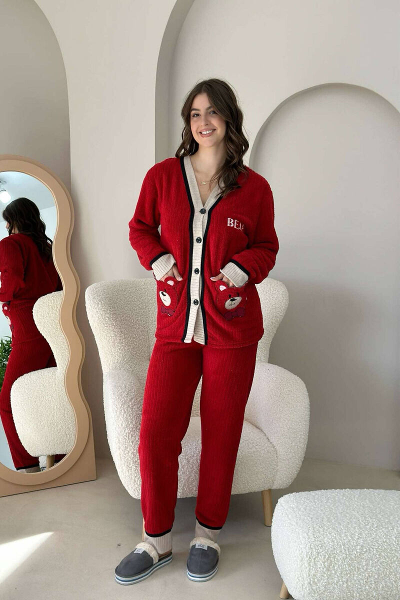 BEAR LOGO WOMEN PYJAMAS IN RED COLOR - 1