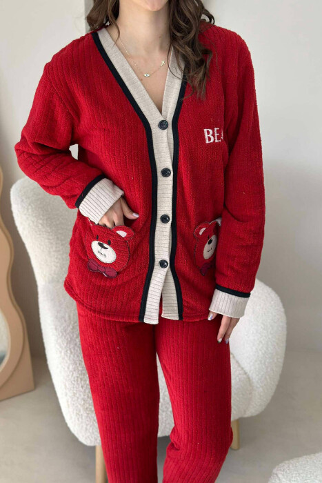 BEAR LOGO WOMEN PYJAMAS IN RED COLOR - 2