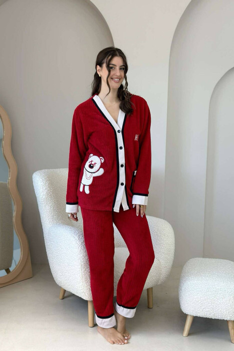 BEAR LOGO WOMEN PYJAMAS IN RED COLOR - 1