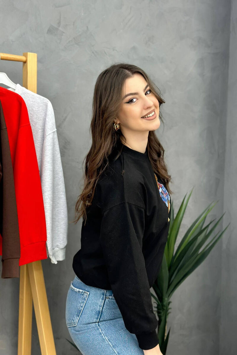 BEAR ONE COLOR WOMAN SWEATSHIRT BLACK/ E ZEZE - 2