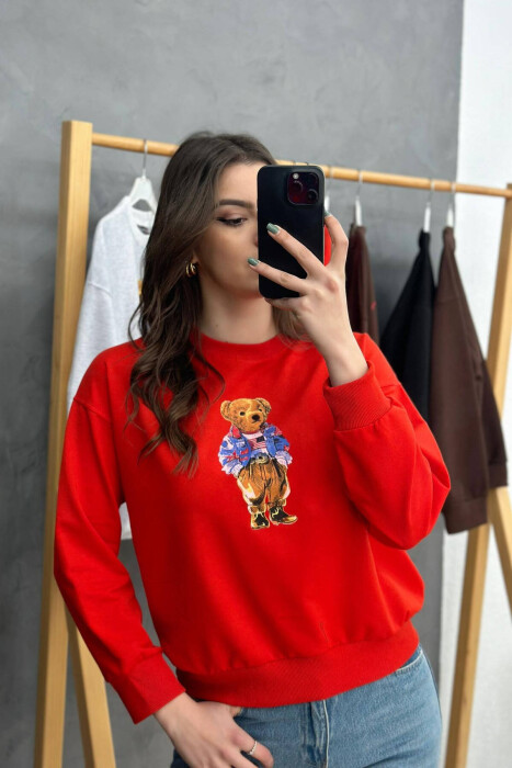 BEAR ONE COLOR WOMAN SWEATSHIRT RED/E KUQE 