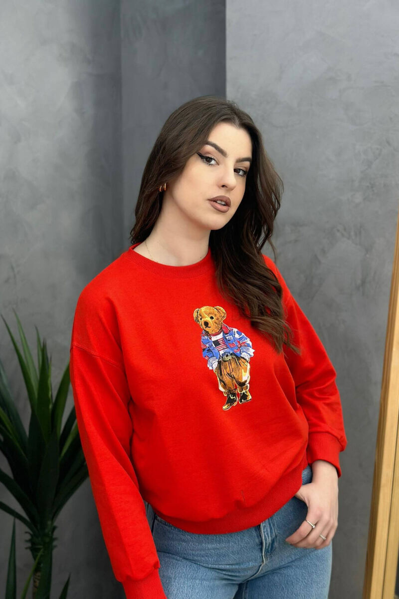 BEAR ONE COLOR WOMAN SWEATSHIRT RED/E KUQE - 3