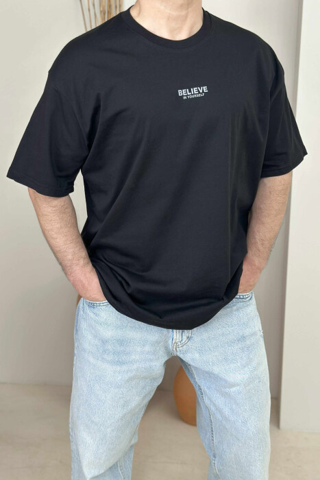 BELIEVE IN YOURSELF WRITTING MEN T-SHIRT BLACK/ E ZEZE - 3