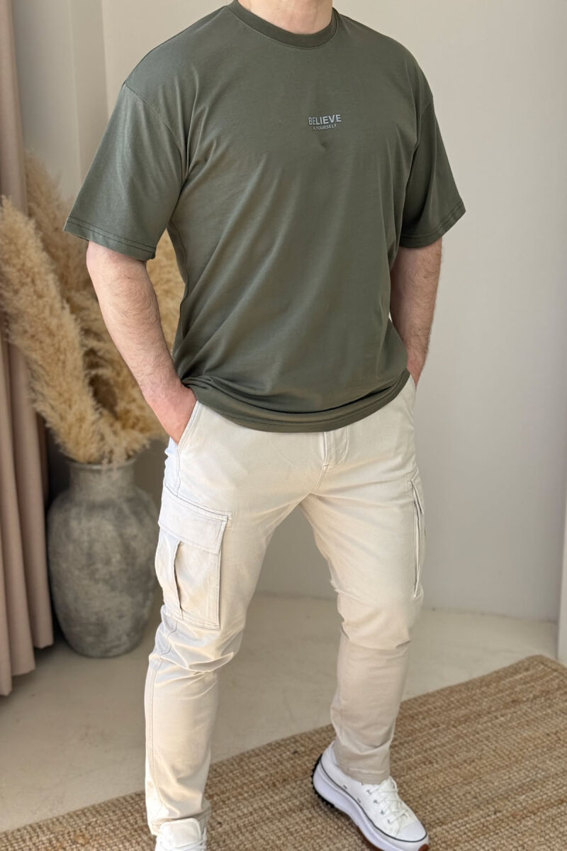 BELIEVE IN YOURSELF WRITTING MEN T-SHIRT OLIVE/ULLI - 2
