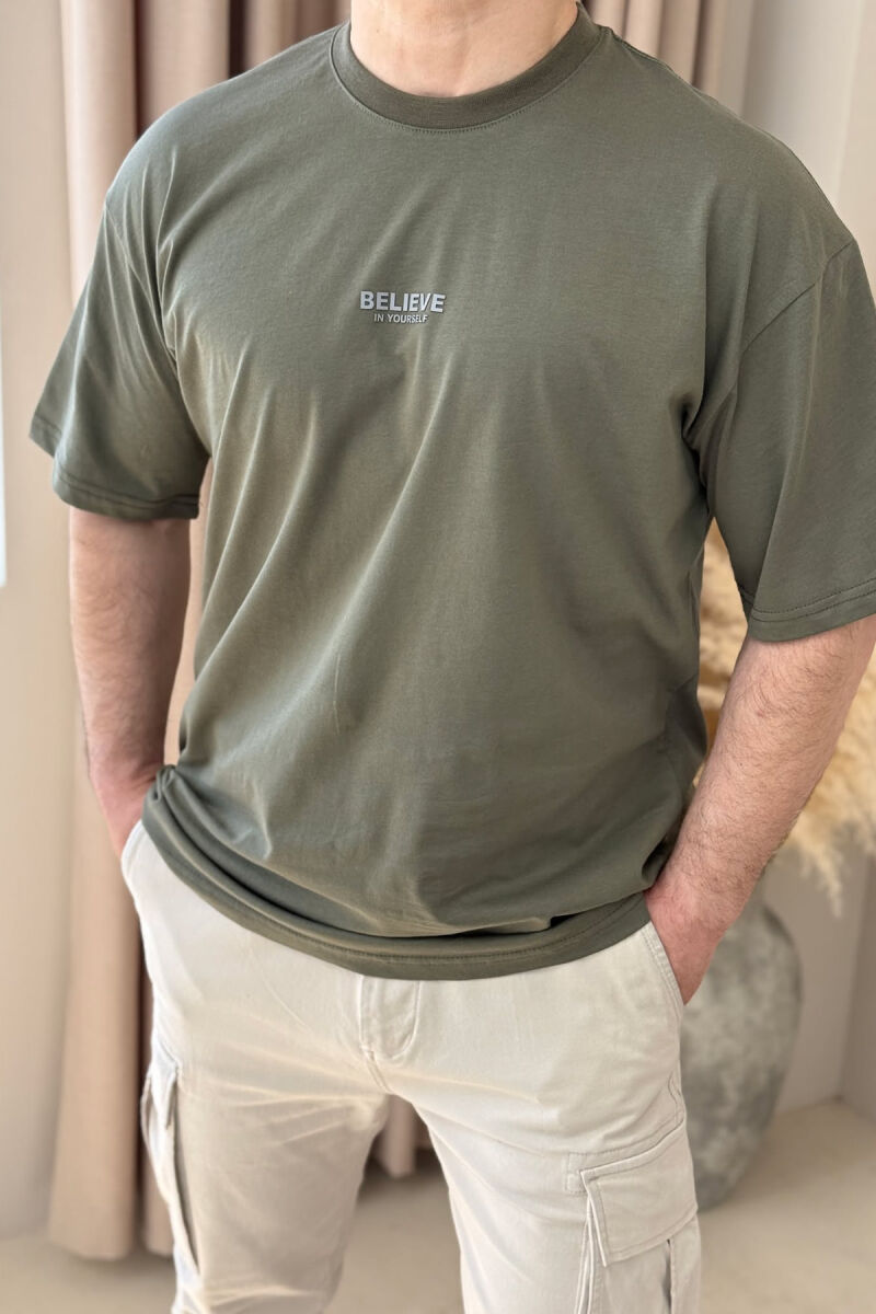 BELIEVE IN YOURSELF WRITTING MEN T-SHIRT OLIVE/ULLI - 3
