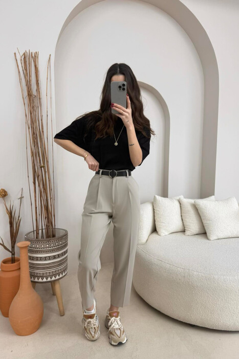 BELT COTTON WOMAN TROUSERS BEIGE/BEZHE 