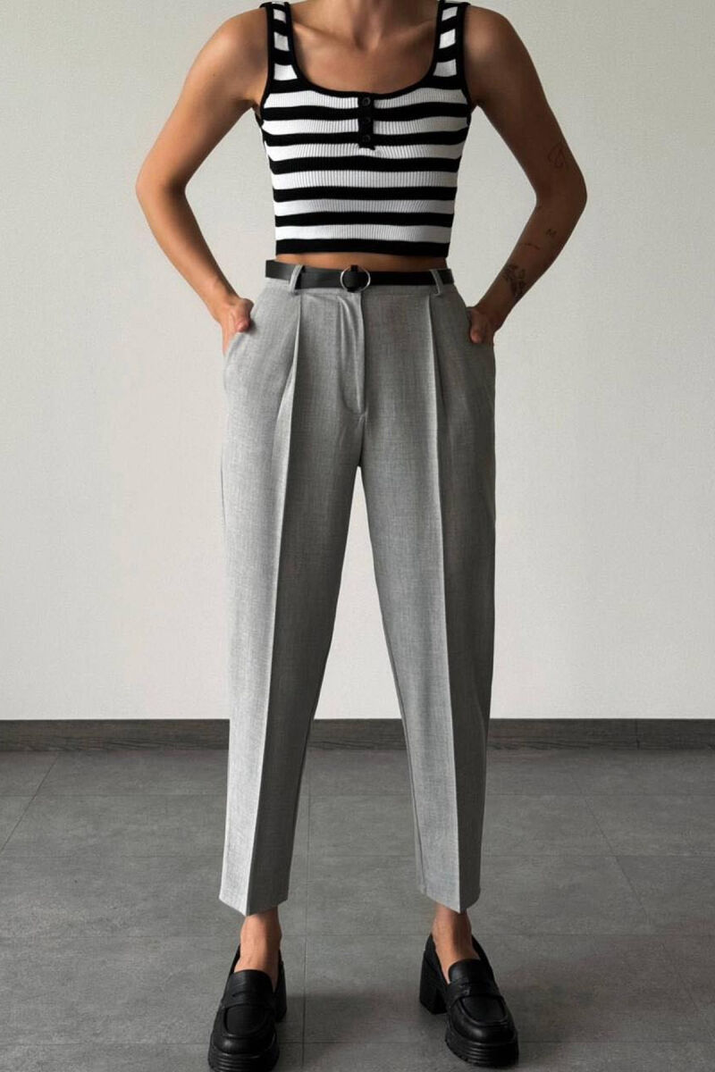 BELT COTTON WOMAN TROUSERS LIGHT GREY/GZ - 2