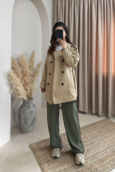BELT DETAIL BUTTONS ONE COLOR WOMEN JACKET BEIGE/BEZHE 
