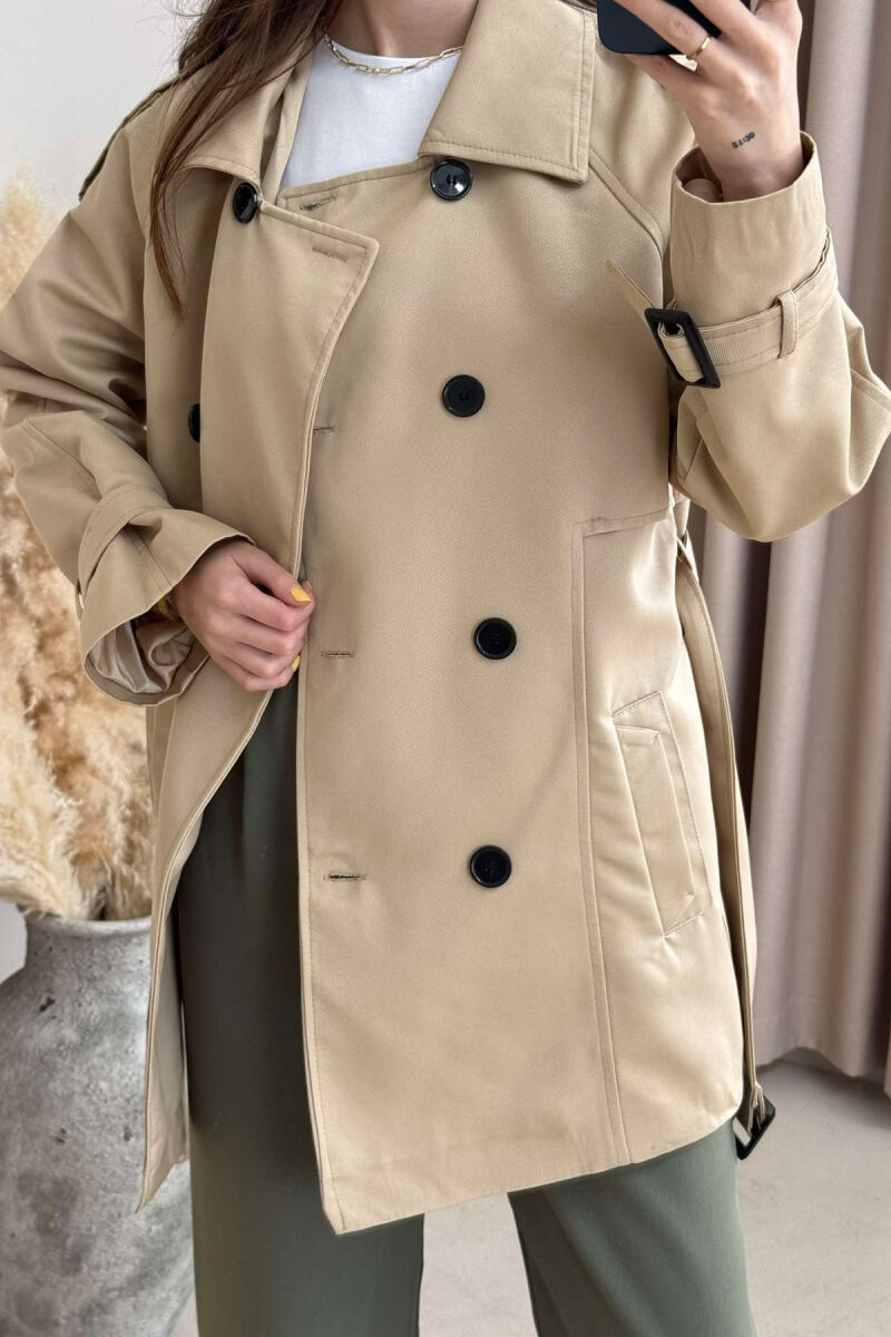 BELT DETAIL BUTTONS ONE COLOR WOMEN JACKET BEIGE/BEZHE - 3