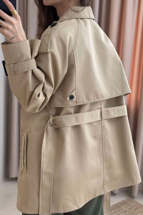 BELT DETAIL BUTTONS ONE COLOR WOMEN JACKET BEIGE/BEZHE - 4