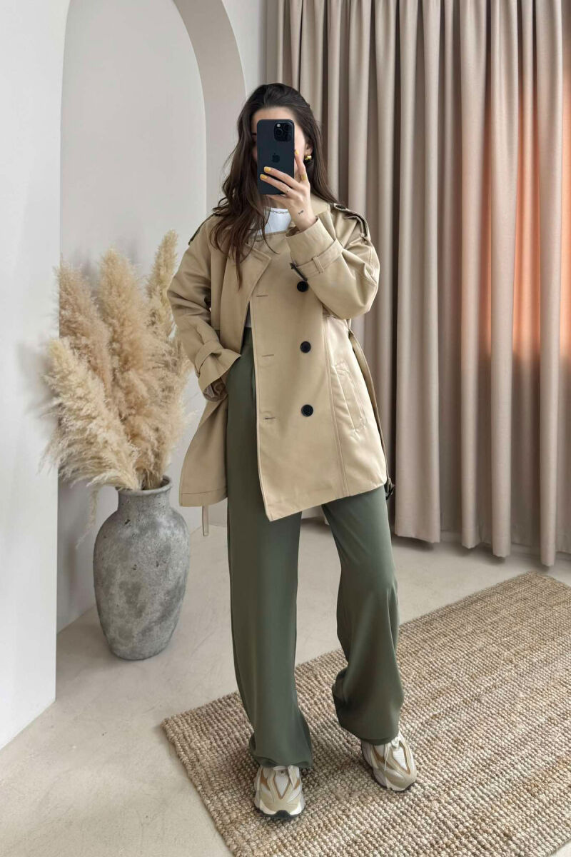 BELT DETAIL BUTTONS ONE COLOR WOMEN JACKET BEIGE/BEZHE - 5