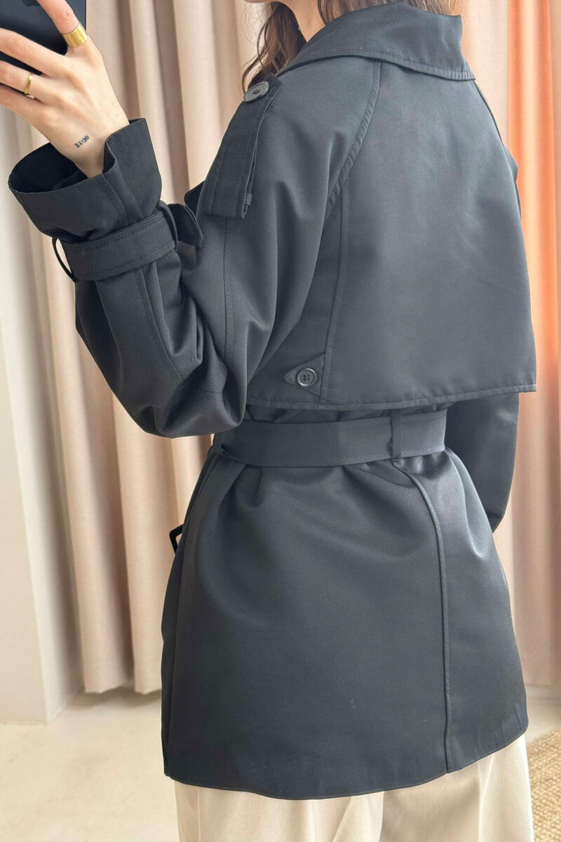 BELT DETAIL BUTTONS ONE COLOR WOMEN JACKET BLACK/ E ZEZE - 4
