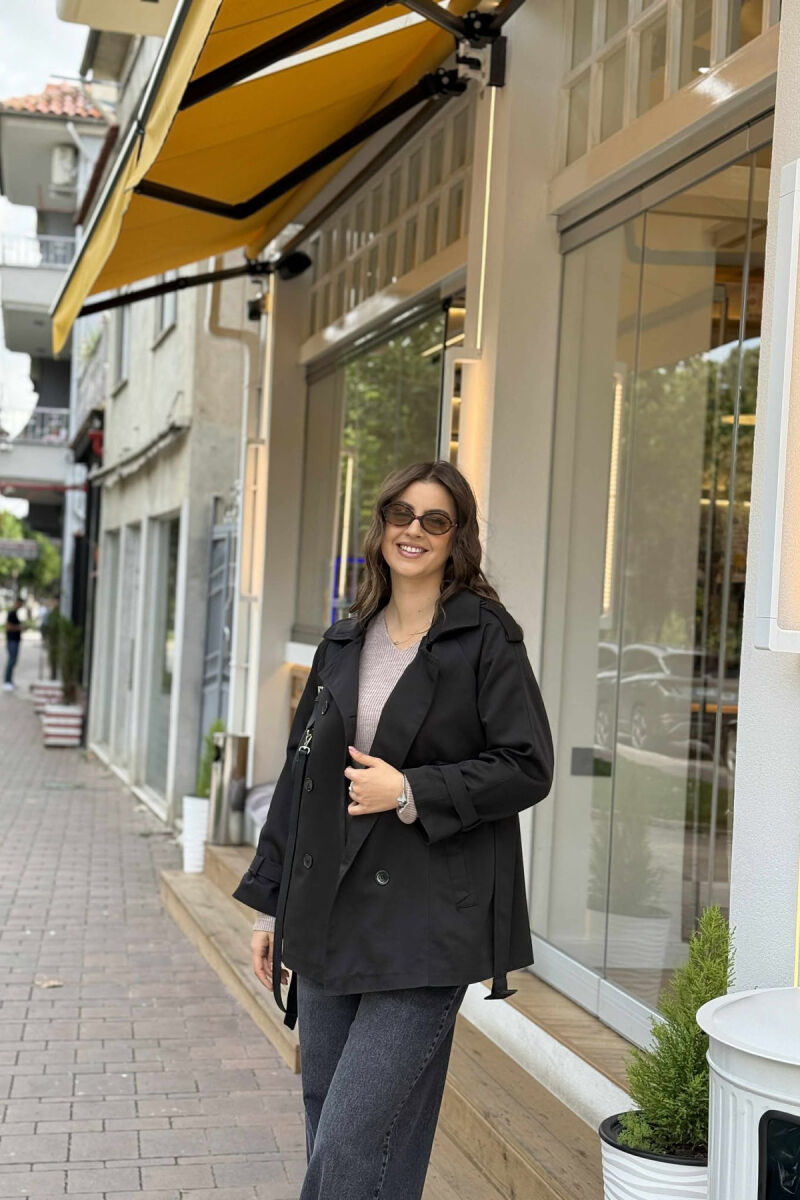 BELT DETAIL BUTTONS ONE COLOR WOMEN JACKET BLACK/ E ZEZE - 6