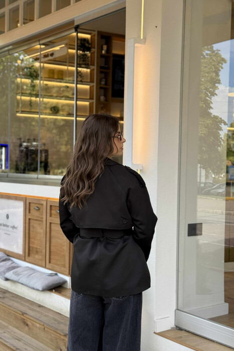 BELT DETAIL BUTTONS ONE COLOR WOMEN JACKET BLACK/ E ZEZE - 7