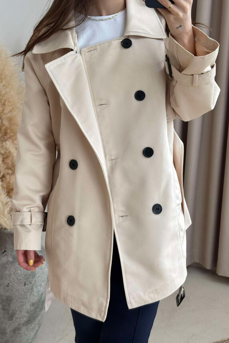 BELT DETAIL BUTTONS ONE COLOR WOMEN JACKET CREAM/KREM - 3