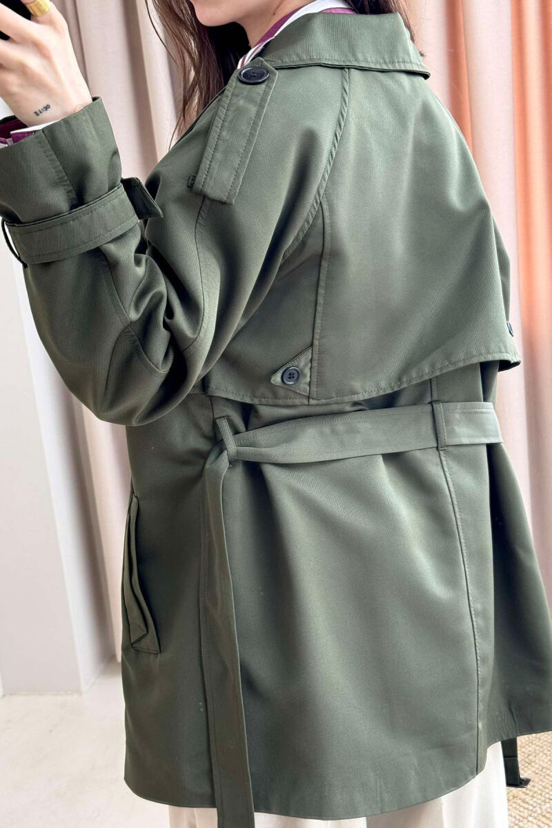 BELT DETAIL BUTTONS ONE COLOR WOMEN JACKET GREEN/JESHILE - 3