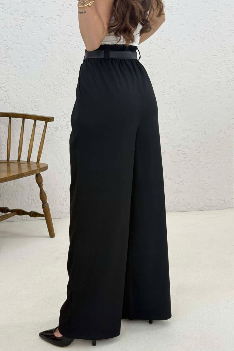 BELT DETAIL ELASTIC WAIST WOMAN TROUSERS BLACK/ E ZEZE - 2