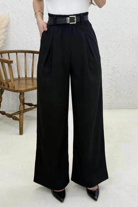 BELT DETAIL ELASTIC WAIST WOMAN TROUSERS BLACK/ E ZEZE - 3