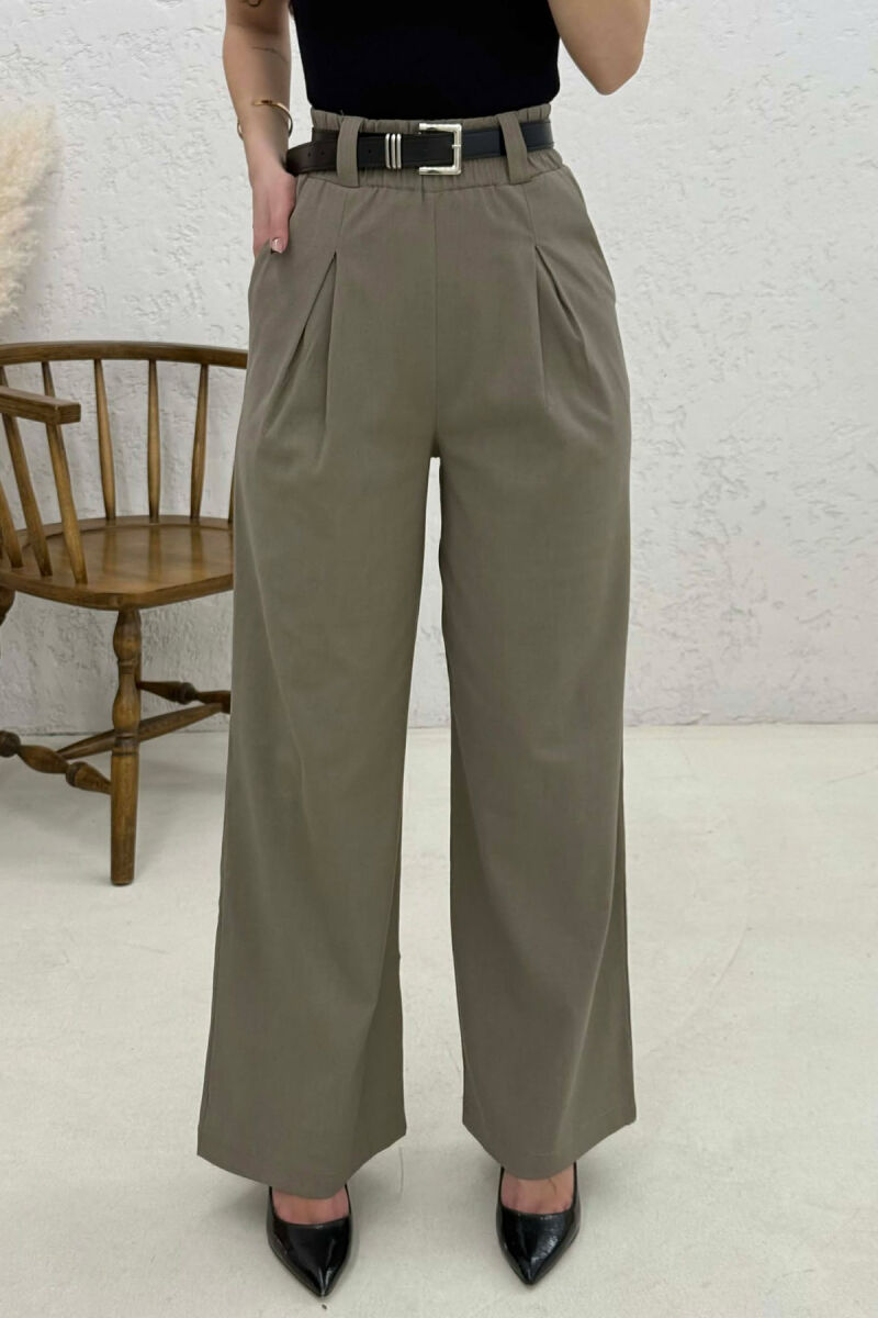 BELT DETAIL ELASTIC WAIST WOMAN TROUSERS GREY/GRI - 3