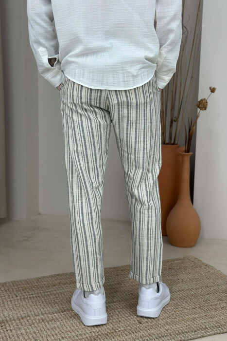 BELT DETAIL LINES DESIGN MEN PANTS DARK GREY/GEE - 2