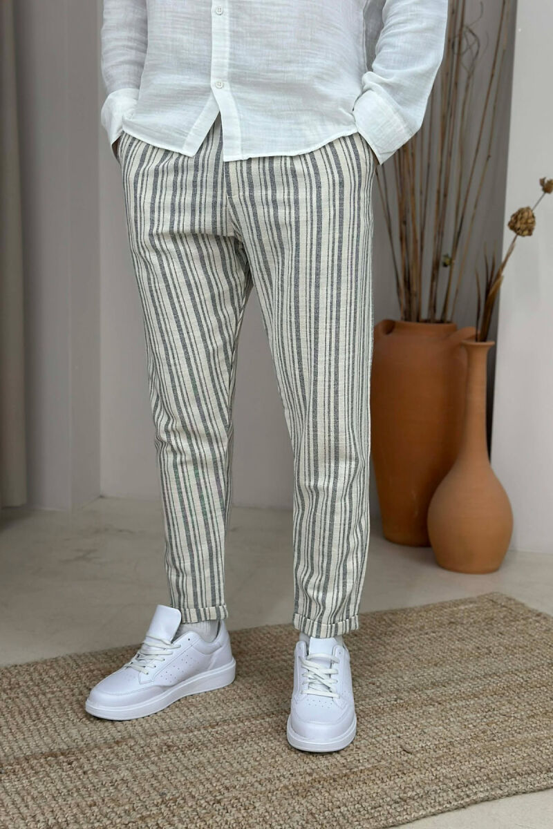 BELT DETAIL LINES DESIGN MEN PANTS DARK GREY/GEE - 3